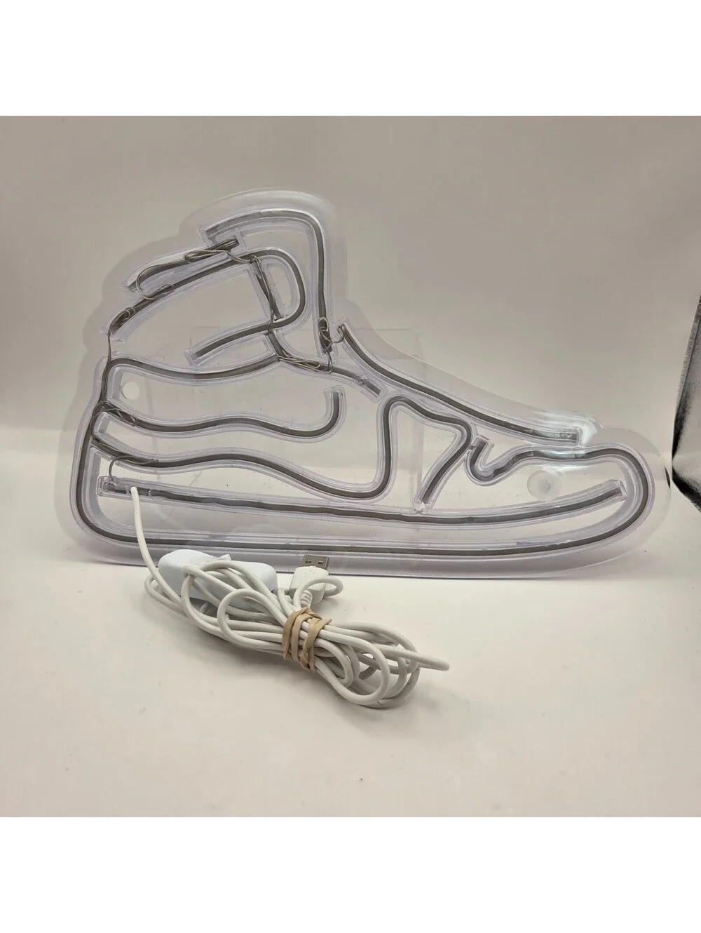 Sneaker LED Neon Sign USB Light Red White Shoe Wall Decor 12” Tested Working